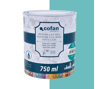 Cofan Pintura a la tiza chalk paint | Adecuada para restauración y decoración de muebles | 750 ml (TURQUESA)