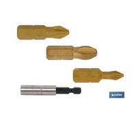 Cofan - Puntas de Titanio Phillips PH-1, PH-2 y PH-3 con Adaptador de Puntas para Taladro