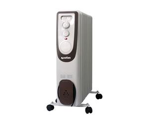 Cofan Radiador de aceite | Color: blanco | 11 elementos | Termostato regulable | Seguridad antiincendios | Control antivuelco | Ruedas giratorias | Ideal para 25 m2