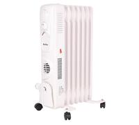 Cofan Radiador de aceite de 1500 W | 7 elementos | 3 niveles de potencia | Con termostato y ventilador | Protección antivuelco | 37 x 24 x 65 cm