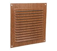 Cofan Rejilla de Ventilación con Mosquitera | Fabricada en Aluminio Color Madera | Medida de 15 x 15 cm | Medida Interior 12.5 x 11.5 cm
