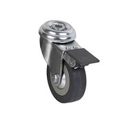 Cofan Rueda de goma gris con freno de plástico para tornillo pasante | Diámetro: 65 mm | Peso Máximo 40 kg | 2 Unidades