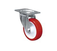 Cofan Rueda de poliuretano con placa giratoria, cojinete liso, hasta 150 kg, diámetros 80/100/125 mm
