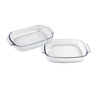 Cofan | Set de 2 fuentes ovaladas Modelo Baritina | Fabricadas en vidrio borosilicato | Capacidad 2700 ml - 3800 ml
