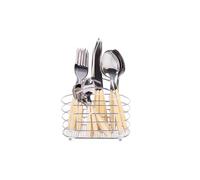 Cofan Set de 24 Cubiertos de Acero Inoxidable | Mango: Blanco, Amarillo, Azul o Rosa | 6 cucharas, 6 tenedores, 6 cuchillos, 6 cucharas de postre y 1 Cesta Organizadora (18, Amarillo)