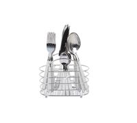 Cofan Set de 24 Cubiertos de Acero Inoxidable | Mango: Blanco, Amarillo, Azul o Rosa | 6 cucharas, 6 tenedores, 6 cuchillos, 6 cucharas de postre y 1 Cesta Organizadora (18, Blanco)