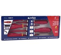 Cofan Set de destornilladores aislados 1000 V, 5 piezas (Phillips, Pozi y Plano)