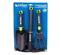 Cofan Set de Jardinería de 3 Piezas en Nylon | Incluye Trasplantador, Rastrillo y Azuela | Perfecto para tu Jardín