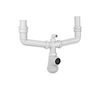 Cofan Sifón de botella extensible, salida Ø40 mm, doble racor 1"1/2, junta reductora Ø32 mm, toma auxiliar