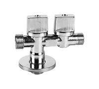 Cofan Válvula de escuadra doble salida – 1/2" x 1/2" x 3/8" – Latón CW617N – Rosca a gas