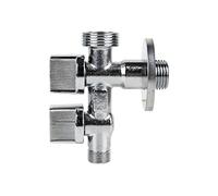 Cofan Válvula de escuadra con doble salida – 1/2" x 3/4" x 3/8" – Latón CW617N – Rosca entrada a gas