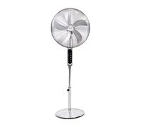 Cofan Ventilador de Pie Oscilante 70 W, Ø45 cm, 3 Velocidades, Temporizador, 5 Aspas, 3 Modos de Ventilación, Rejilla de Protección, Grande, Gris Metalizado