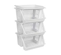 Cofan Verdulero con 3 Cestas | En Color Blanco | Medida: 62 x 39 x 32 cm