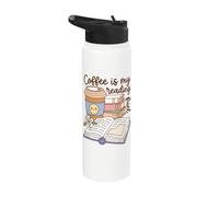 Coffee Is My Reading Fuel Book Lover Bookworm Reader Stainless Steel Insulated Water Bottle