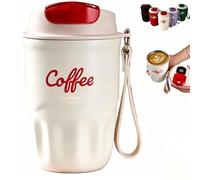 Coffee Vacuum Flask,Smart Led Temperature Display Coffee Cup With Leak-Resistant Lid And Handle,12 Oz 316 Stainless Steel Liner Coffee Mug Hot Cold Drinkware,For Home,Office And Outdoor (white)