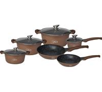 cofi1453® Juego de 10 piezas de utensilios de cocina: ollas para inducción, sartén de aluminio fundido, juego de ollas, juego de ollas para cocinar, mármol, cobre