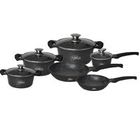 cofi1453® Juego de 10 piezas de utensilios de cocina: ollas para inducción, sartén de aluminio fundido, juego de ollas, juego de ollas de cocina, mármol, color