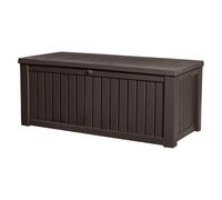 Cofre de jardin efecto madera para terraza y cojines XXL Keter 570 L marron