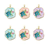COGCHARGER Dijes de flores para hacer joyas, latón esmaltado, vintage, pintura al óleo, colgantes para pulseras, pendientes y collares, about 10*7*1.1 cm, Latón Esmalte, No es una piedra preciosa