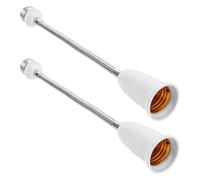 COHEALI 2 Piezas Adaptador Extensor de Portalámparas E27 a E27 con Cuello Giratorio Flexible, Material PC Blanco, Compatible Versátil para Oficinas y Enchufes Empotrados