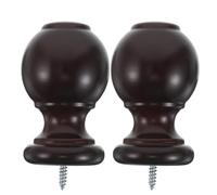 COHEALI 2 Piezas Remates Decorativos de Madera para Barras de Cortina de 29mm Forma Lisa Color Café para Ambientes Interiores y Dormitorio