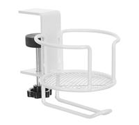 COHEALI Portavasos para Escritorio de Metal Giratorio con Gancho | Abrazadera con Clip y Tornillo, Diseño de 360°, Blanco, para Juegos y Oficina