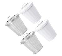 COHEALI Set de 4 Botes de Basura Tapa de Hierro Blanco, Fácil de Mover Diseño Elegante para Salón y Baño