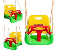 COIL Columpio para bebé, 3 en 1, asiento de bebé ajustable y con columpio creciente, columpio de jardín para bebés y niños con respaldo y cinturón de seguridad, soporta hasta 60 kg