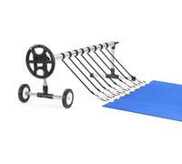 COIL: Cubierta para piscina, sistema de enrollador para cubiertas de piscina, sistema móvil de enrollado para láminas solares, base de acero inoxidable y tubo de aluminio, 8 correas de sujeción, 3-5,7
