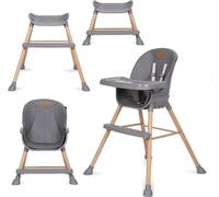 COIL, silla alta 4 en 1, silla alta de madera, ajustable, con bandeja extraíble, antideslizante, para bebés de 6 a 36 meses, con arnés de 5 puntos, silla alta, silla alta para bebé, con capacidad de c