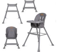 COIL Silla de bebé 4 en 1, trona, ajustable, con bandeja extraíble, antideslizante, para bebés de 6 a 36 meses, con arnés de 5 puntos, trona para bebé, resistente hasta 15 kg/30 kg, color gris