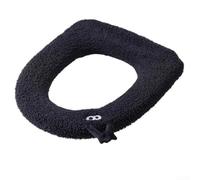 Cojín acogedor y mullido para asiento de inodoro, funda de felpa gruesa y cálida con asa de elevación, lavable a máquina, tapete suave para el hogar, 30 x 30 cm (negro)