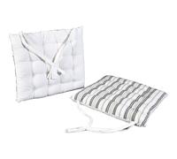 Cojín Acolchado para Silla en Algodón y Poliéster 37 x 37 cm - Decoración Hogar - Ideal para Sillas de Cocina, Comedor, Jardín White and gray