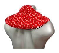 Cojín cervical con cuello alto, diseño de corazones, color rojo y lavanda