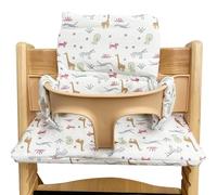 Cojín de asiento para Stokke Tripp Trapp: cojín para trona, doble acolchado en el respaldo, impermeable, extraíble para niños, accesorios suaves de algodón orgánico (Zoo)