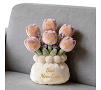 Cojín de felpa personalizado con impresión plana 2D 1-10 nombres de tulipanes Bouquet de flores personalizado con tema de la mejor mamá del mundo para decoración del hogar, cojín para sofá, dormitorio