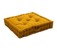 Cojín de Suelo con asa, 50 x 50 cm, Amarillo Mostaza, 100% algodón Certificado Oeko Tex, Relleno 100% algodón Reciclado, tapizado para garantizar una Buena sujeción, colección Panamá, Enjoy Home