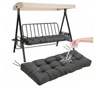 Cojín impermeable para asiento de banco de exteriores de 68,5 x 35,5 cm, 7,6 cm de grosor, con lazos para tumbona, sala de mimbre, ventana ChaBay, color gris oscuro, duradero y cómodo