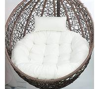CojíN para Colgar En Forma De Huevo,CojíN para SillóN Colgante De RatáN, Lavable CojíN para Columpio Para Interior, Mimbre RatáN Colgante Huevo Almohadillas,para JardíN(Size:120X105cm,Color:White)
