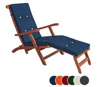 Detex® Cojín para Tumbona Azul Almohadilla para Silla de jardín Aspecto Lino hidrófugas 184,5 x 43 x 5 cm