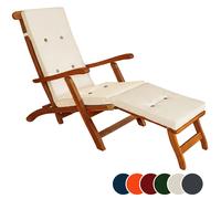 Detex® Cojín para Tumbona Crema Almohadilla para Silla de jardín Aspecto Lino hidrófugas 184,5 x 43 x 5 cm