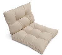 Cojín para sofá de exterior Beautissu, modelo Flair, para asiento y respaldo, disponible en medidas de 60x40 cm y 60x60 cm, color natural