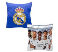 Cojín Real Madrid 40x40cm, Cojín Jugadores Real Madrid con Imagen de Futbolistas del Club, Almohada Decorativa, Regalo Ideal para Fans de Real Madrid, Niños y Adultos, Color Azul