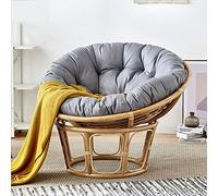 Cojín redondo extra grueso para silla, 51 x 51 pulgadas, cojín de asiento de huevo gris suave, cojín de jardín ultra cómodo para una relajación acogedora y una decoración elegante del hogar