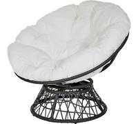 Cojín Redondo Grueso para Silla Tipo Huevo - Cojín de Suelo de poliéster y algodón para mecedoras/sillas Colgantes, Asiento de jardín para Exteriores y para Uso en Camping (Blanco, 150 x 150