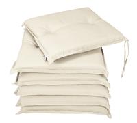 Detex Set de 6 Cojines para Sillas Boston Crema Repelentes al Agua Cojín de Asiento Exterior Lavables
