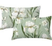 Cojines Exterior Blanco Funda Cojin 45x30 Juego de 2 Cojines para Sofa Césped Terciopelo Almohada Rectangular con Cremallera Invisible para Jardín, Salón, Dormitorio, Cama, Decoración Hogar JK-163