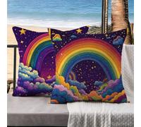 Cojines Exterior Impermeable Cojines Sofa púrpura Funda Cojin 60x60 Juego de 2 arcoíris Funda Almohada Lino Fundas Cojin Decorativos Pillow Case, Home Decoration, Decoracion Terraza Exterior k-889