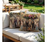 Cojines Exterior Lino Fundas Cojines 45x45 Juego de 2, Elefante u-215