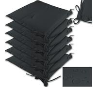 Detex® Set de 6 Cojines para Sillas Boston Antracita Repelentes al Agua Cojín de Asiento Exterior Lavables